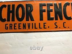 Anchor Fence Co. Vintage Embossed Tin Sign, Greenville, South Carolina