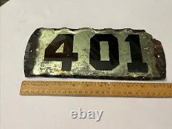 Antique Address Sign, Glass & Foil letters 401 Scalloped edges