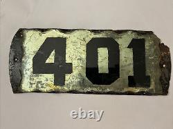 Antique Address Sign, Glass & Foil letters 401 Scalloped edges