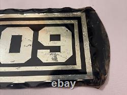 Antique Address Sign, Glass & Foil letters 709 Scalloped edges