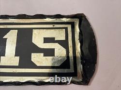 Antique Address Sign, Glass & Foil letters 715 Scalloped edges