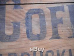 Antique Arbuckles Wood Coffee Tin Shipping Box Crate Vintage Country Store Sign