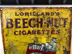 Antique Beech-Nut Cigarette Rare Tin Vintage Advertising Sign