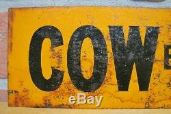 Antique COW Brand SODA Tin Advertising Sign C W SHONK MFR CHICAGO John Dwight