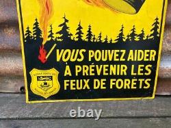 Antique Forest Fire Metal Sign French New Brunswick Canada Vintage Tin Tacker