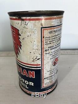 Antique Red Indian Imperial Quart Motor Oil Tin Can Gas Sign Cans Vintage