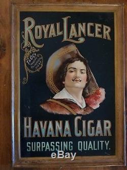 Antique Royal Lancer Havana Cigars Tin Sign, Vintage Cigar Sign