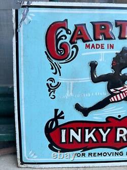 Antique Sign Advertising Carter's' Inky Racer'IN Tin Metal Enamel USA