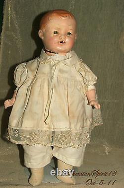 Antique Signed IDEAL Tickle Toes Tin Sleepy Eyes Composition 1920's BABY DOLL