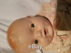 Antique Signed IDEAL Tin Sleepy Eyes Open Mouth Composition 1920's BABY DOLL