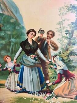 Antique Tin Sign Hijos de G. Bertran Barcelona Las Floristas Goya, Giltwood