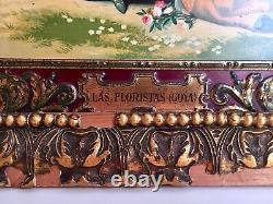 Antique Tin Sign Hijos de G. Bertran Barcelona Las Floristas Goya, Giltwood