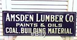 Antique Tin Sign Vintage Western Lumber Store Construction 1920s Paint Oil Coal