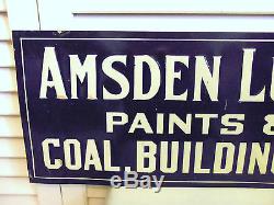 Antique Tin Sign Vintage Western Lumber Store Construction 1920s Paint Oil Coal