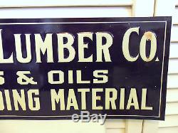 Antique Tin Sign Vintage Western Lumber Store Construction 1920s Paint Oil Coal