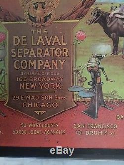Antique Vintage 1910 De Laval Cream Separators Cow Tin Sign Milk Cream Litho Ad
