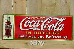 Antique Vintage 1931 Coca Cola Coke Soda Original Tin Metal Advertising Sign