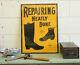 Antique Vintage Advertising Shoe Repairing Shoe Boot Trade Sign Tin Tacker 1900s