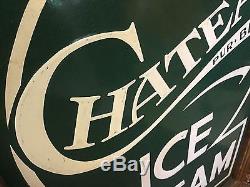 Antique Vintage Advertising Tin Chateau Ice Cream sign Raised Lettering