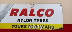 Antique Vintage Advt Tin Enamel Porcelain Sign Board Ralco Nylon Tyres E46