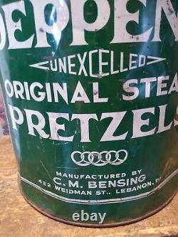 Antique Vintage Deppens Unexcelled Steam Pretzels Tin Lebanon PA CM Bensing Mfg