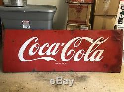 Antique Vintage Original Coca Cola Coke Porcelain Enameled Sign Not Tin