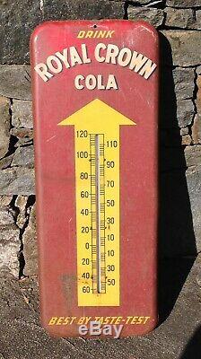 Antique Vintage Royal Crown Cola Soda Thermometer Tin Advertising Sign