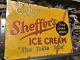 Antique Vintage Sheffer's Ice Cream Reflective Embossed Tin Sign Country Store