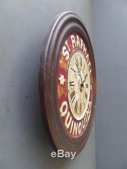 Antique Vintage St Raphael Quinquina Aperatif Tin Tole Advertising Clock Sign