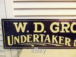 Antique Vintage Undertaker Sign 1920s Old Emb Tin New York Funeral Cemetery Rare