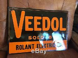 Antique Vintage Veedol Tin Tacker Sign 1930's Gas Station