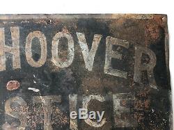 Antique Vtg 1910 IM HOOVER JUSTICE OF THE PEACE Tin Tacker sign HOOVERSVILLE PA