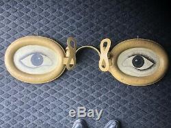 Antique advertising tin metal trade sign eyeglasses spectacles vintage