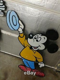 Antique/vintage Disney Mickey Mouse & Goofy huge tin figures/signs very rare