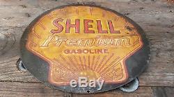 Antique /vintage, original tin SHELL sign, raised letters, size 10.8
