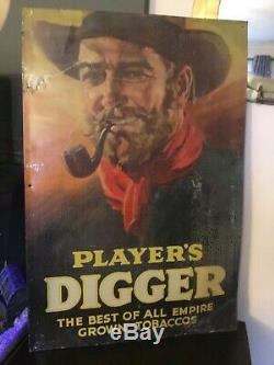 Antique vintage original tin sign Players Digger Tobacco 1937 Original