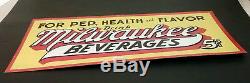 Antique vtg 1920s Milwaukee Beverages Tin SODA Tonic Sign PROHIBITION Brewery