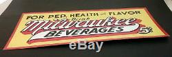 Antique vtg 1920s Milwaukee Beverages Tin SODA Tonic Sign PROHIBITION Brewery