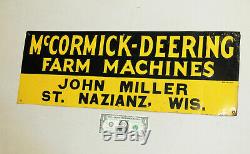 Antique vtg McCORMICK-DEERING Farm Machines DEALER Tin SIGN Miller St Nazianz WI