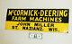 Antique Vtg Mccormick-deering Farm Machines Dealer Tin Sign Miller St Nazianz Wi