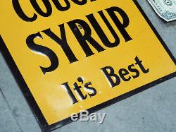 Authentic c1915 TIN SIGN Antique vtg DUFFEE'S Medicine COUGH SYRUP Drops Cold