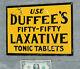 Authentic C1915 Tin Sign Antique Vtg Duffee's Medicine Laxative Tonic Pills