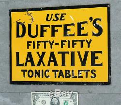 Authentic c1915 TIN SIGN Antique vtg DUFFEE'S Medicine LAXATIVE Tonic Pills