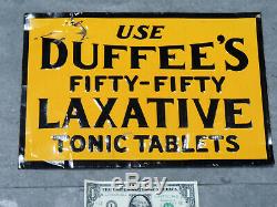 Authentic c1915 TIN SIGN Antique vtg DUFFEE'S Medicine LAXATIVE Tonic Pills