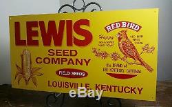 Awesome, Vintage, Tin N. O. S. Lewis Seed Co. Louisville Ky. Corn, Farm, Seed, Sign