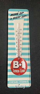 B1 LEMON LIME SODA More Zip in Every Sip T-200 Vintage TIN THERMOMETER SIGN
