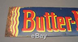 BUTTER NUT BREAD Sign Vintage Embossed Tin Lithograph Circa 1950's Metal