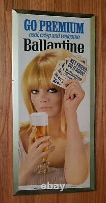 Ballantine Beer Vintage Original 1967 Pinup Tin Advertising Sign / Standup