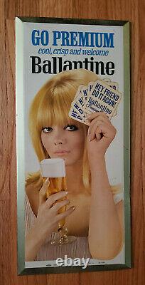 Ballantine Beer Vintage Original 1967 Pinup Tin Advertising Sign / Standup