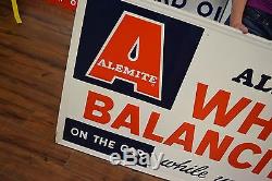Beautiful Alemite Tin Sign wheel balancing Service Garage Antique Vintage Advert